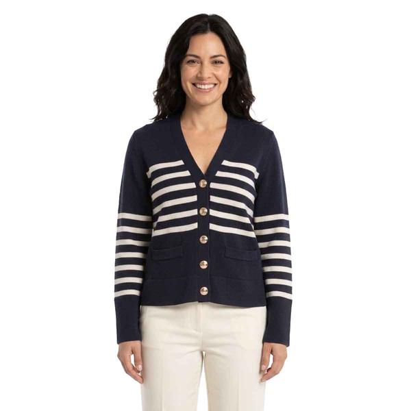 Womens Nautica Long Sleeve Stripe Button Front Cardigan