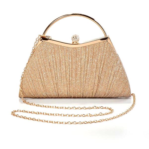 D'Margeaux Shimmer Top Solid Hand Clutch with Chain