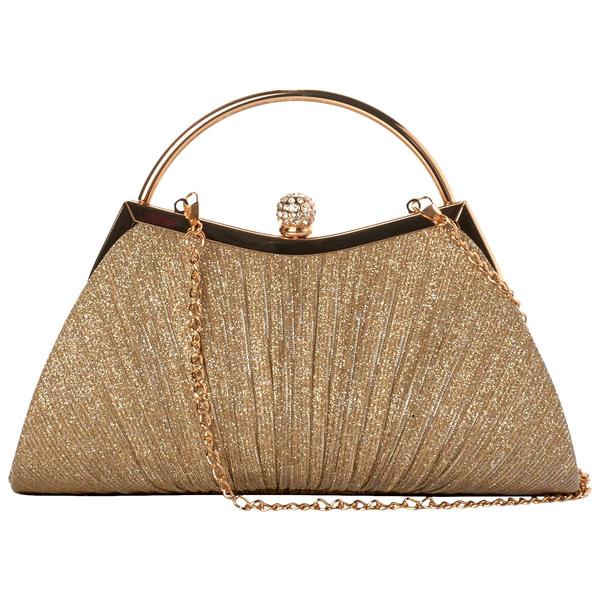 D'Margeaux Shimmer Top Solid Hand Clutch with Chain alternate view