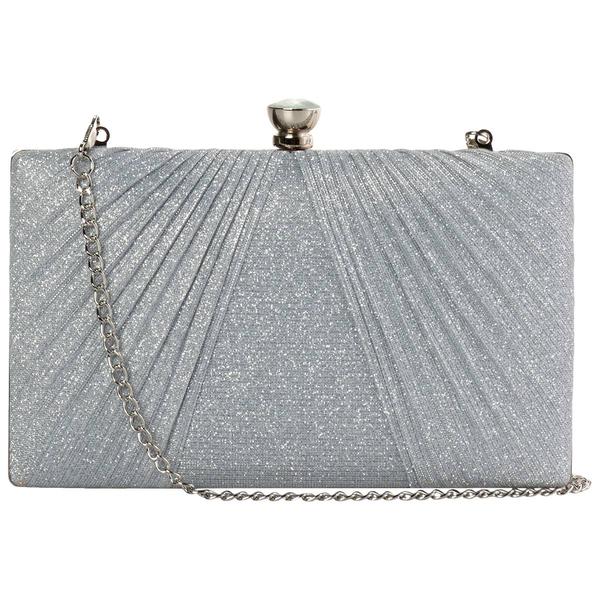 D'Margeaux Shirred Solid Clutch with Chain