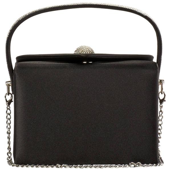 D'Margeaux Evening Box Clutch with chain and Rhinestone Handle