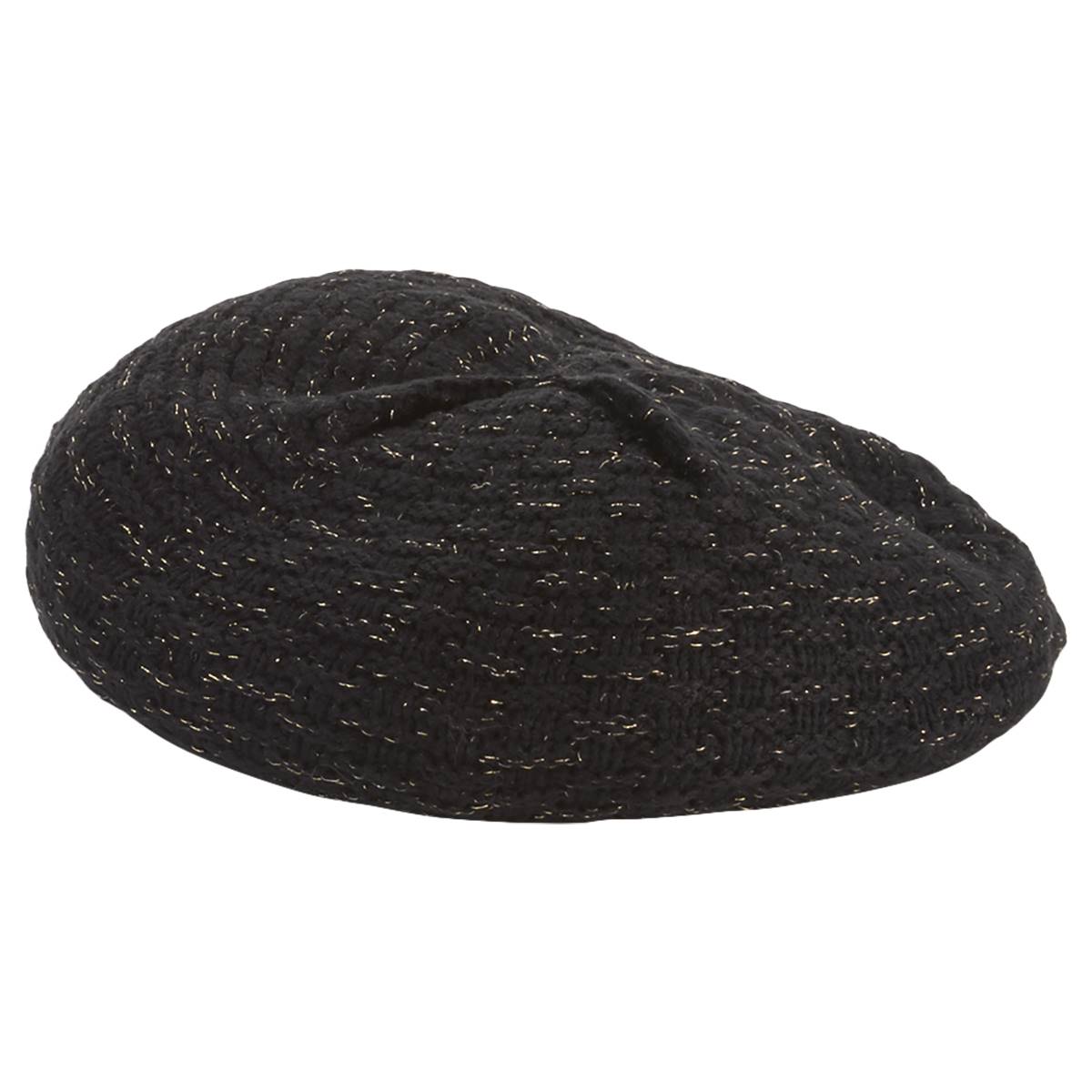 Womens Madd Hatter Metallic Knit Beret