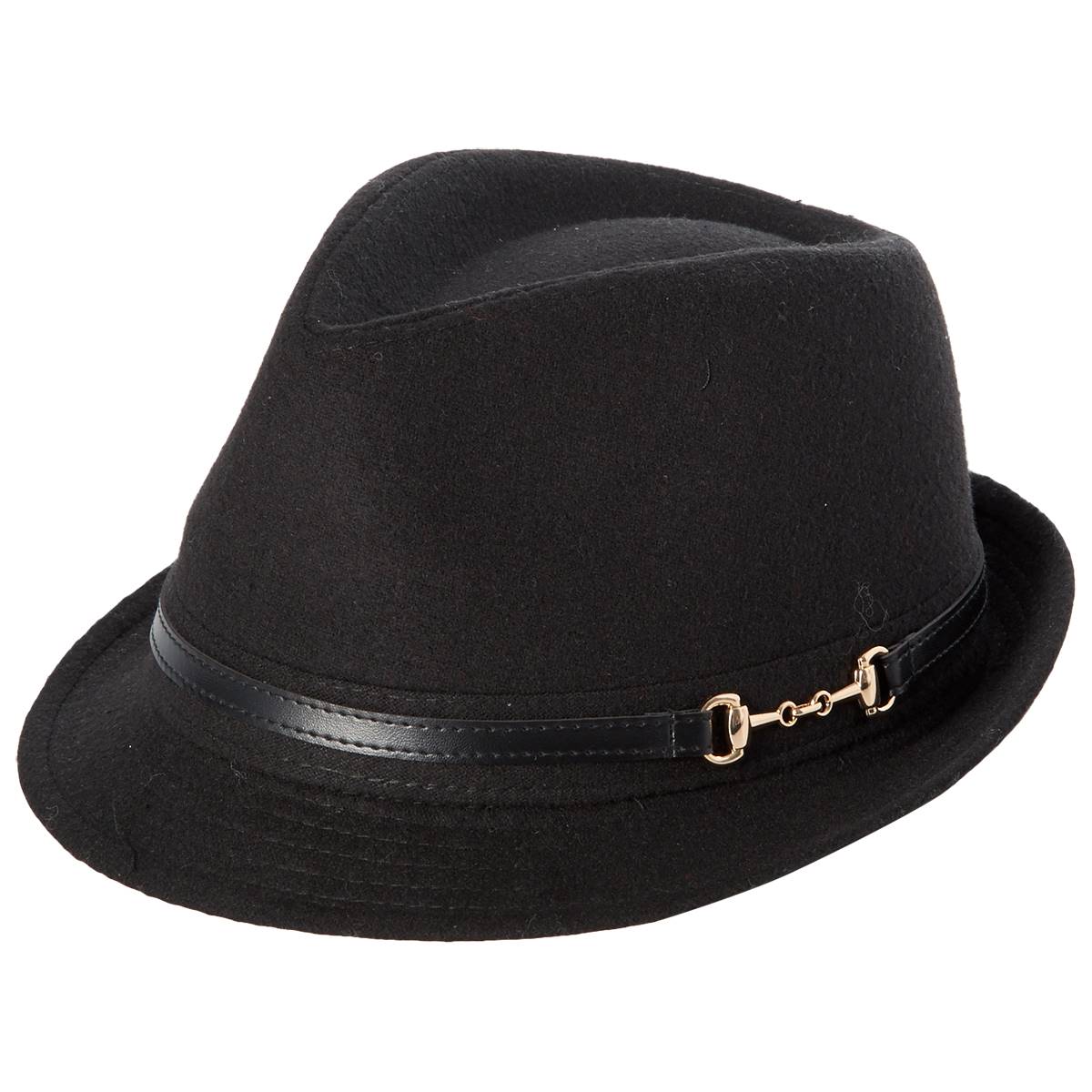 Womens Madd Hatter Fedora With Vinyl Band And Metal Buckle