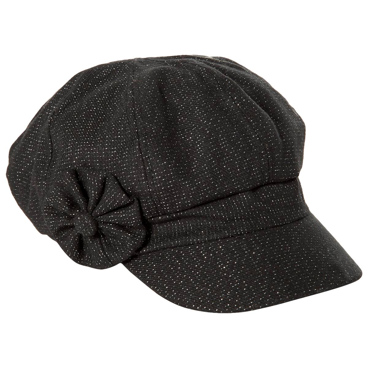 Womens Madd Hatter Lurex Flower Newsboy Hat