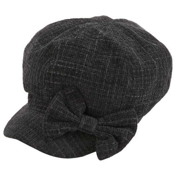 Womens Madd Hatter Chenille Bow Newsboy Cabbie Hat