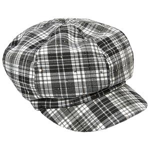 Womens Madd Hatter Black & White News Boy Cabby Hat