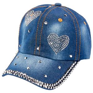 Womens Madd Hatter Bling And Stone Hearts Baseball Cap