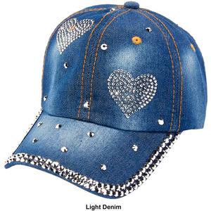 Womens Madd Hatter Bling And Stone Hearts Baseball Cap alternate view