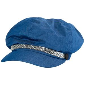 Womens Madd Hatter Rhinestone Band Cabby Hat