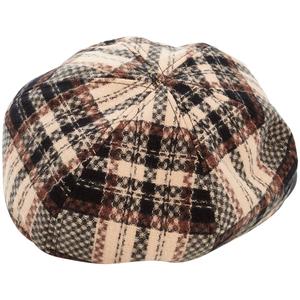Womens Madd Hatter Plaid Faux Leather Brim Newsboy Hat alternate view