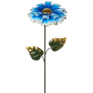 Blue Metal Flower 19in. Garden Stake
