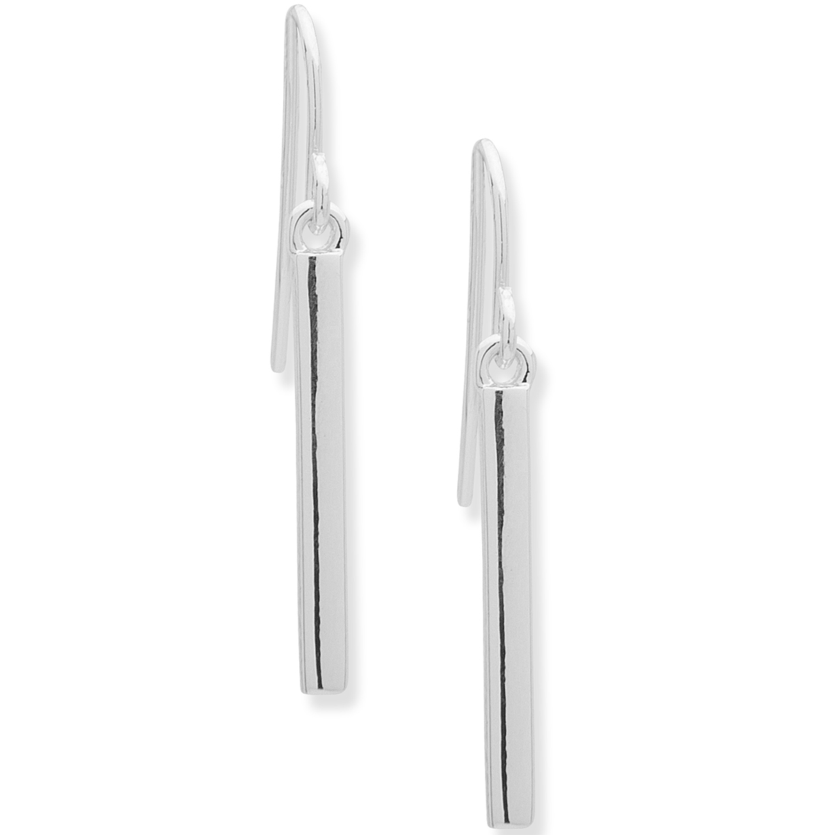 Chaps Silver-Tone Bar Drop Earrings