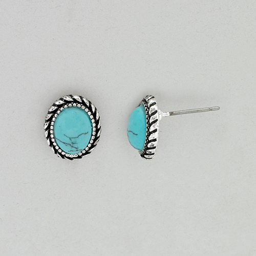 Chaps Oval Stud Turquoise Stud Earrings