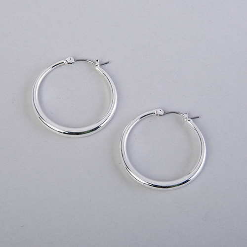 Chaps Classic Silver-Tone Hoop Earrings