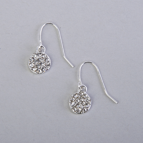 Chaps Silver-Tone Pave Disc Earrings