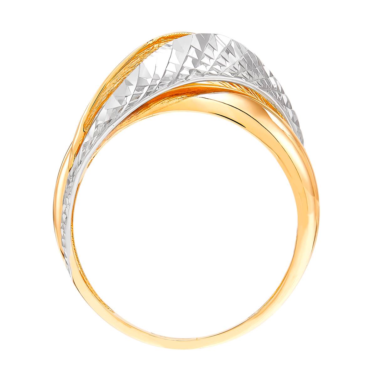 Gold Classics(tm) Yellow & White Gold 3-Row Wavy Band Ring