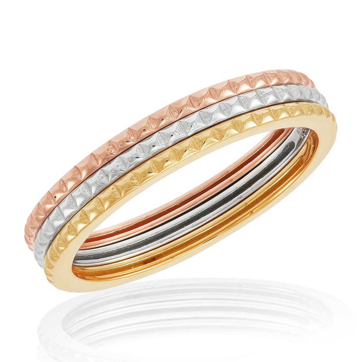 Gold Classics(tm) 14kt. Mixed Gold 3-Row Stackable Statement Ring