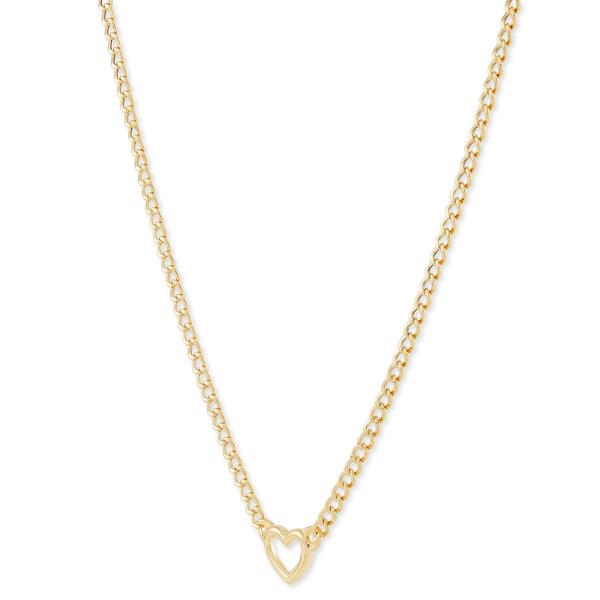 Gold Classics(tm) Open Heart Curb Chain Pendant Necklace alternate view