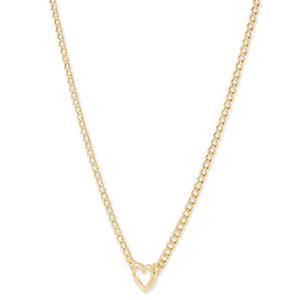 Gold Classics(tm) Open Heart Curb Chain Pendant Necklace alternate view