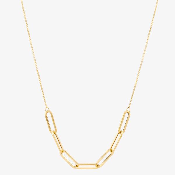Gold Classics(tm) Paperclip Station Center Cable Chain Necklace