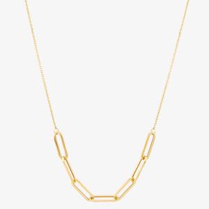 Gold Classics(tm) Paperclip Station Center Cable Chain Necklace