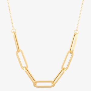 Gold Classics(tm) Paperclip Station Center Cable Chain Necklace alternate view