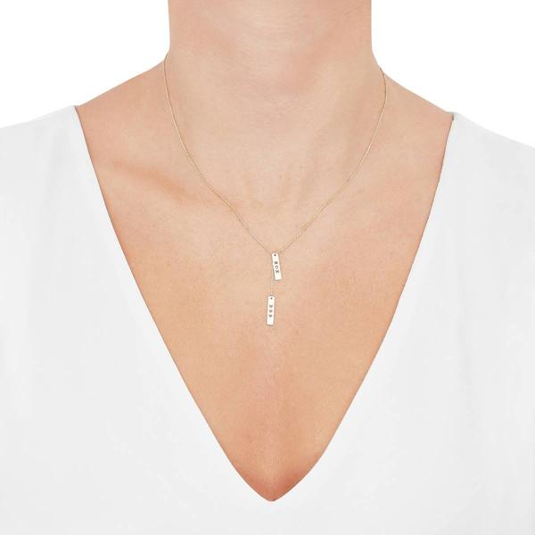 Gold Classics(tm) Double Bar w/ Heart & Mom Lariat Y-Necklace alternate view
