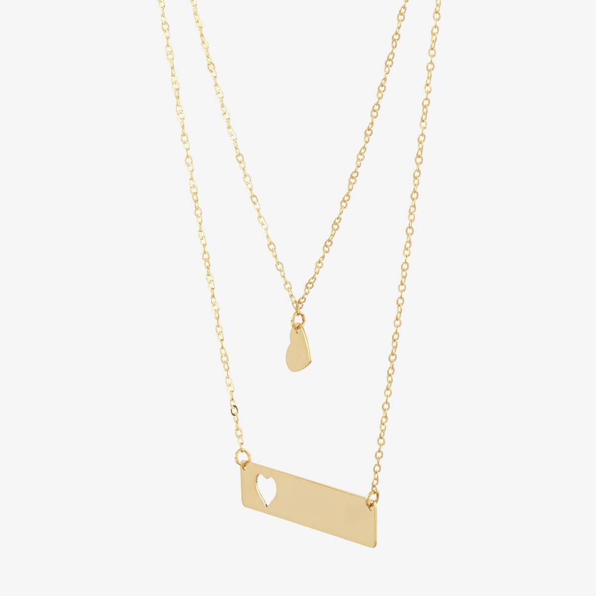 Gold Classics(tm) Double Layer Heart & Bar Necklace