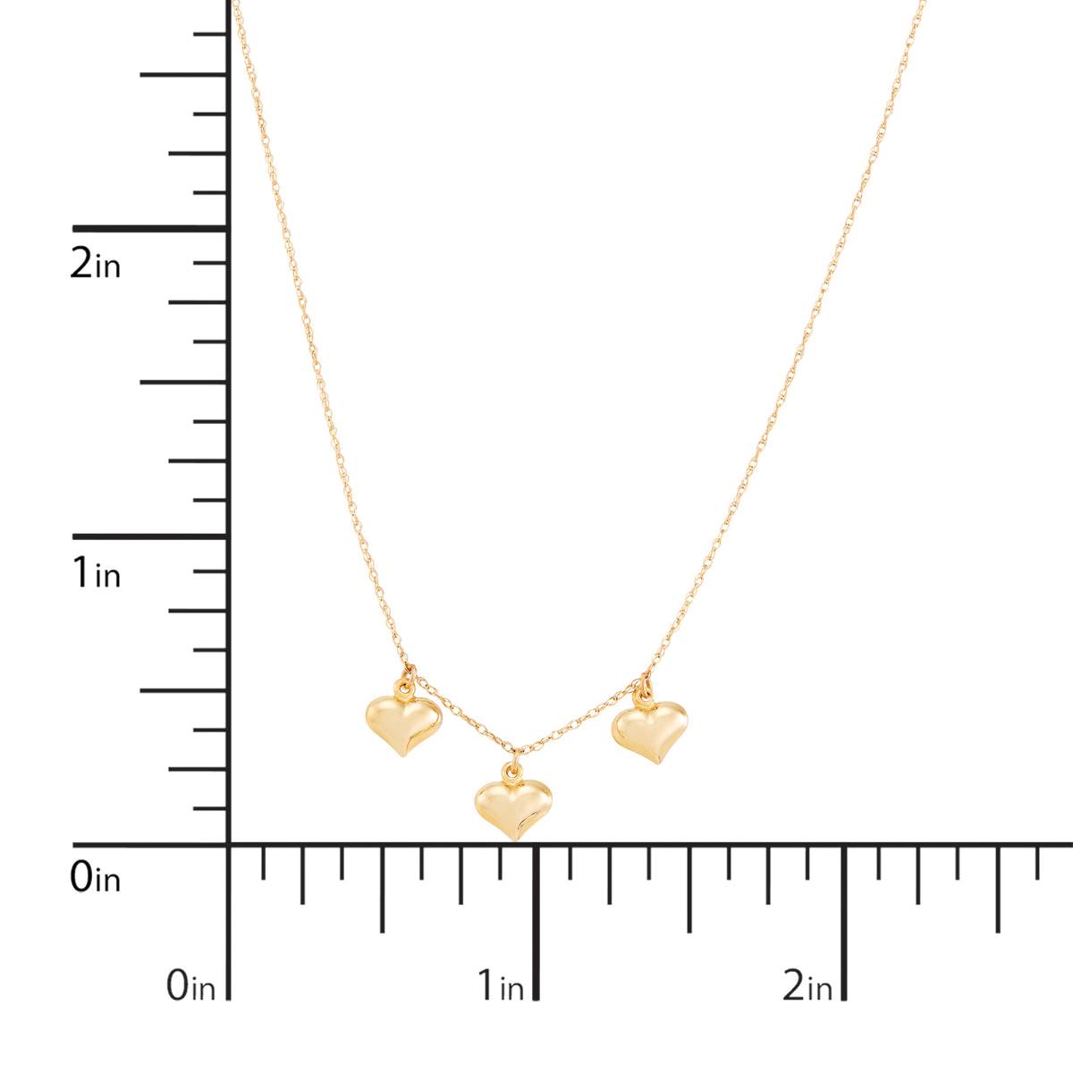 Gold Classics(tm) 3 Heart Pendants Rope Chain Necklace