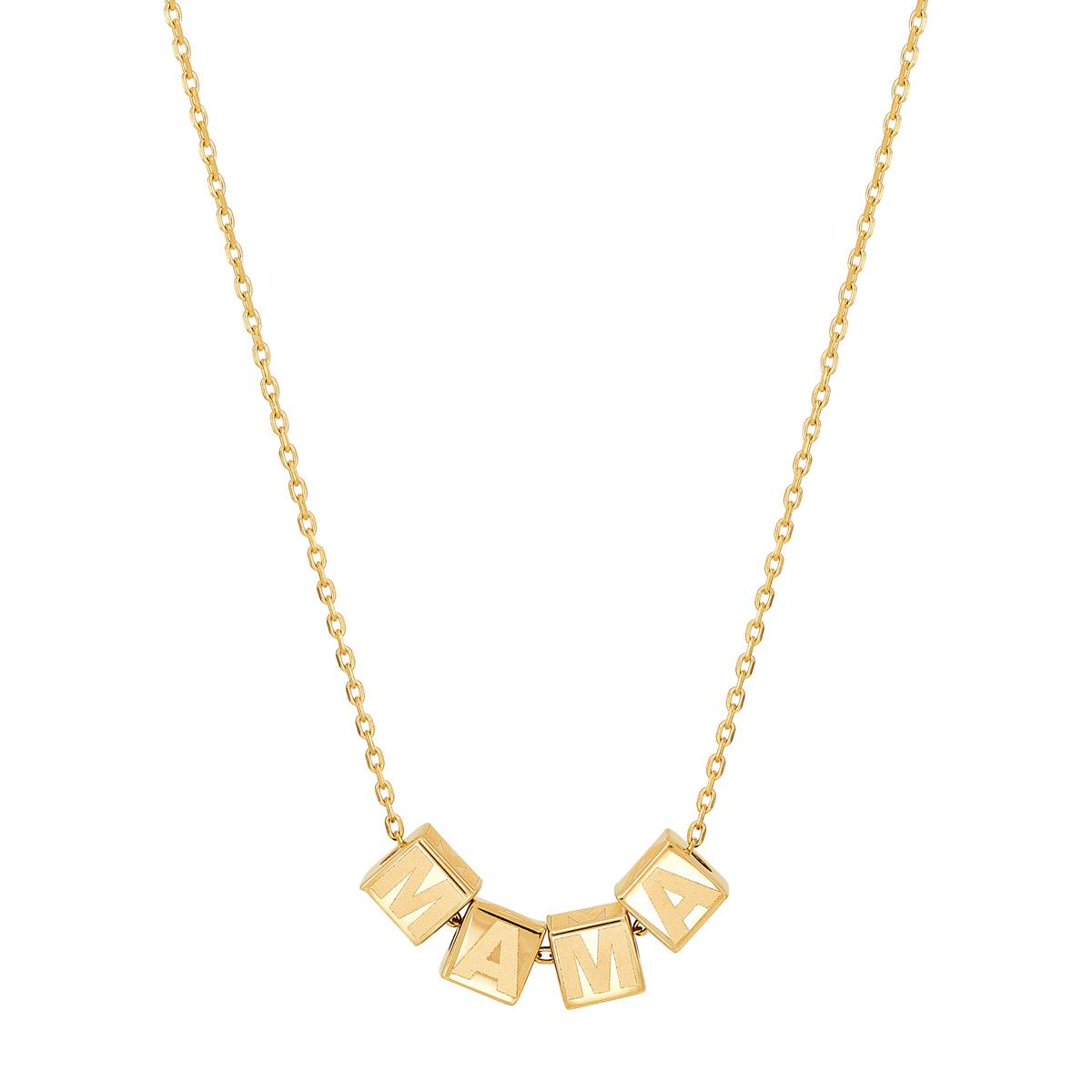 Gold Classics(tm) Mama Letters On Square Cubes Necklace