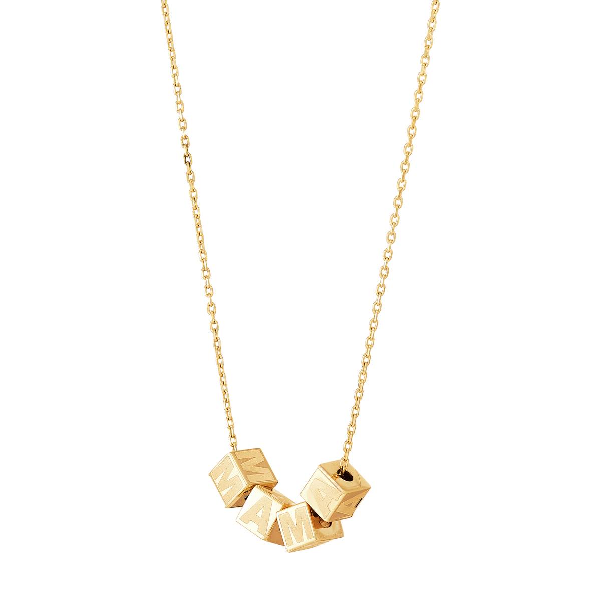 Gold Classics(tm) Mama Letters On Square Cubes Necklace