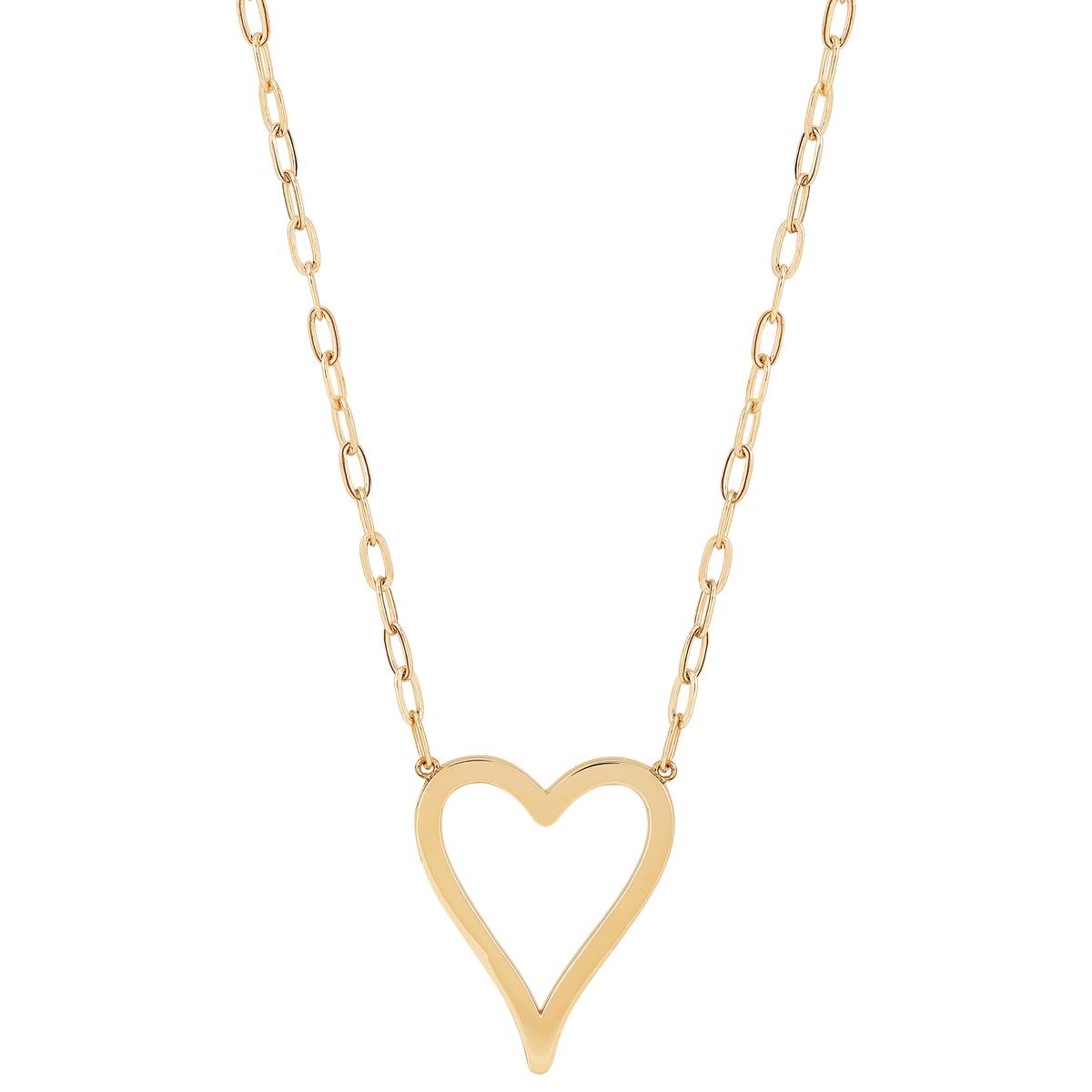 Gold Classics(tm) Yellow Gold Heart On Paperclip Chain Necklace