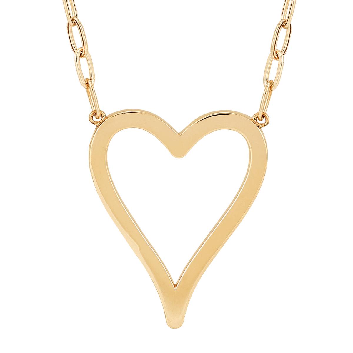 Gold Classics(tm) Yellow Gold Heart On Paperclip Chain Necklace