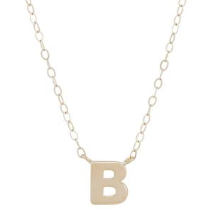 Gold Classics(tm) Yellow Gold Polished B Initial Pendant Necklace alternate view