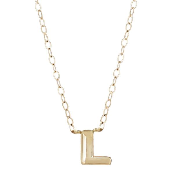 Gold Classics(tm) Yellow Gold Polished L Initial Pendant Necklace alternate view