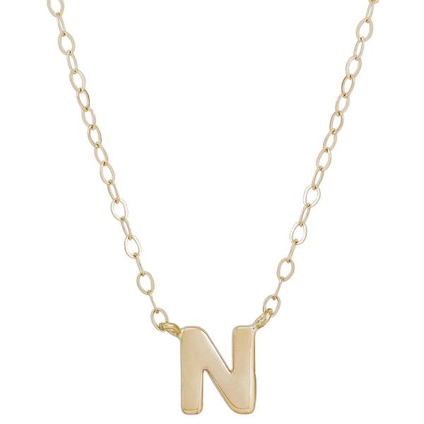 Gold Classics(tm) Yellow Gold Polished N Initial Pendant Necklace alternate view