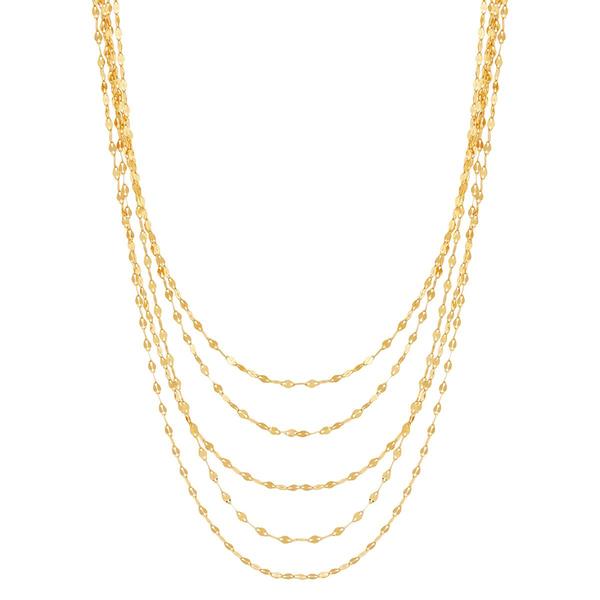 Gold Classics(tm) Yellow Gold Layered Polished Mirror Chain Necklace alternate view