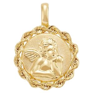 Gold Classics(tm) Yellow Gold Raphael Angel w/ Rope Border Pendant