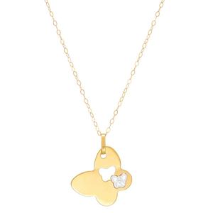 Gold Classics(tm) Butterfly with Cut-Out Butterfly Pendant Necklace