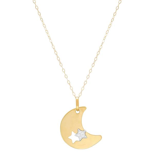 Gold Classics(tm) Moon with Cut-Out Star on Cable Chain Pendant