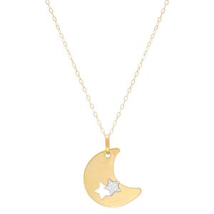 Gold Classics(tm) Moon with Cut-Out Star on Cable Chain Pendant alternate view