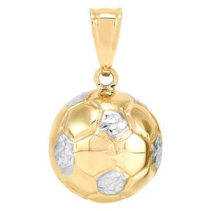 Gold Classics(tm) 10kt. Yellow Gold Soccer Ball with Rhodium Pendant