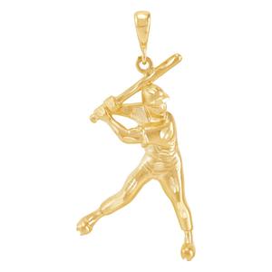 Gold Classics(tm) Yellow Gold Diamond-Cut Baseball Player Pendant alternate view