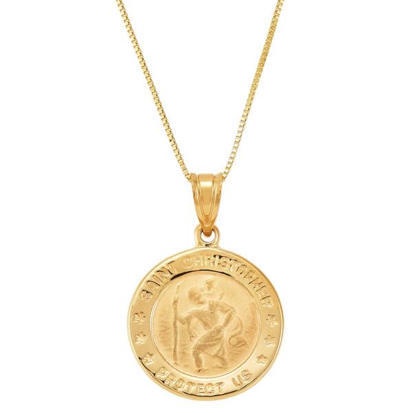 Gold Classics(tm) Yellow Gold St. Christopher Pedant Necklace