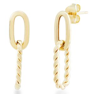 Gold Classics(tm) 10kt. Gold Twisted & Plain Paperclip Drop Earrings