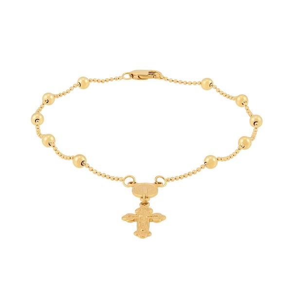 Gold Classics(tm) Rosary Beads w/ Mary & Drop Crucifix Bracelet
