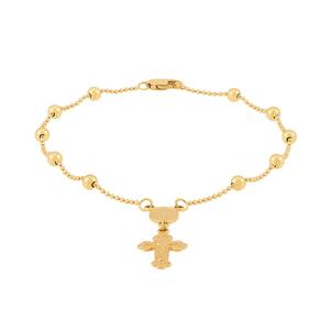 Gold Classics(tm) Rosary Beads w/ Mary & Drop Crucifix Bracelet
