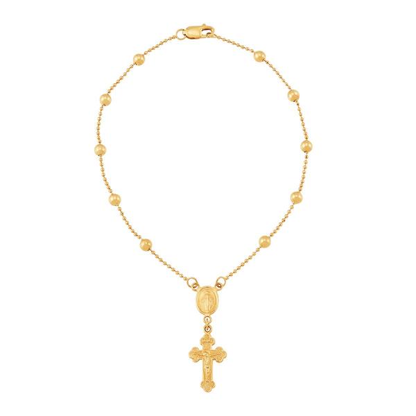 Gold Classics(tm) Rosary Beads w/ Mary & Drop Crucifix Bracelet alternate view
