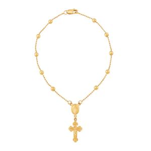 Gold Classics(tm) Rosary Beads w/ Mary & Drop Crucifix Bracelet alternate view