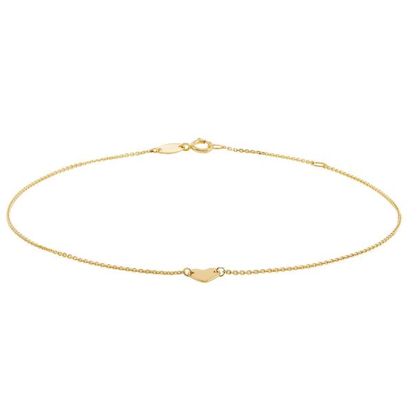 Gold Classics(tm) 14kt. Yellow Gold Heart on Twist Chain Anklet